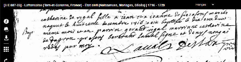 Bapteme de Catherine de Rigal 1716.jpg